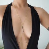 14k Gold Filled Dangling SAPPHIRE CZ Sparkle Bar Body Chain