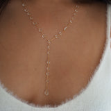 Dew Drop Raindrop Lariat Y Necklace 14k Gold Filled