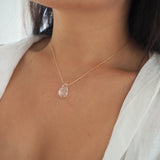 14k Gold Filled Floating Crystal Teardrop Minimalist Necklace