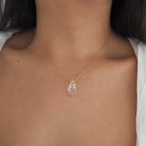 14k Gold Filled Floating Crystal Teardrop Minimalist Necklace
