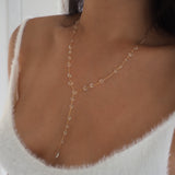 Dew Drop Raindrop Lariat Y Necklace 14k Gold Filled