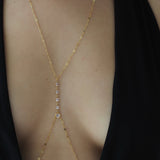 14k Gold Filled Dangling ROSE PINK CZ Sparkle Bar Body Chain