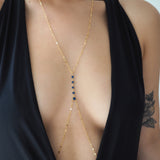 14k Gold Filled Dangling SAPPHIRE CZ Sparkle Bar Body Chain