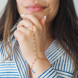 14k Gold Filled Magenta Beaded Chain Hand Piece
