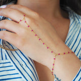 14k Gold Filled Magenta Beaded Chain Hand Piece