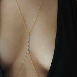 14k Gold Filled Dangling Diamond CZ Sparkle Bar Body Chain