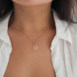 14k Gold Filled Floating Crystal Teardrop Minimalist Necklace