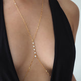 14k Gold Filled Dangling Diamond CZ Sparkle Bar Body Chain