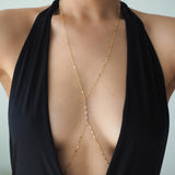 14k Gold Filled Dangling ROSE PINK CZ Sparkle Bar Body Chain