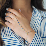 14k Gold Filled Sapphire Beaded Chain Hand Piece