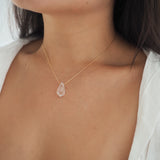 14k Gold Filled Floating Crystal Teardrop Minimalist Necklace