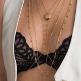14k Gold Filled Dripping EMERALD CZ Shaker Multiway Necklace, Belly Chain, Bracelet | VERSION 2.0