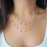 14k Gold Filled Dripping SAPPHIRE CZ Shaker Belly Chain, Multiway Necklace, Bracelet | VERSION 2.0