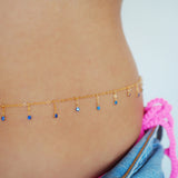 14k Gold Filled Dripping SAPPHIRE CZ Shaker Belly Chain, Multiway Necklace, Bracelet | VERSION 2.0