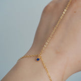 14k Gold Filled Tiny SAPPHIRE Dainty Classic Hand Chain