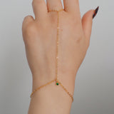 14k Gold Filled Tiny EMERALD Dainty Classic Hand Chain