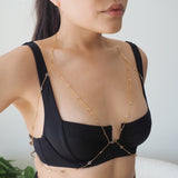 14k Gold Filled 5mm Swarovski Chain Bralette Halter Top Body Chain | VERSION 2.0