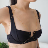 14k Gold Filled 5mm Swarovski Chain Bralette Halter Top Body Chain | VERSION 2.0