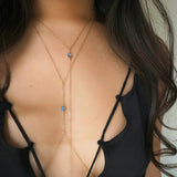 14k Gold Filled with 14k Solid Gold Oval LABRADORITE Dainty Body Chain