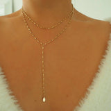 14k Gold Filled Bohemian Double Layer Lariat Y Necklace