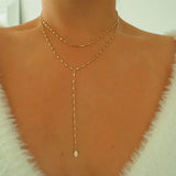 14k Gold Filled Bohemian Double Layer Lariat Y Necklace