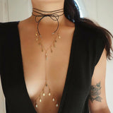 14k Gold Filled Tiny Swarovski Crystals & Oval Coins Dainty Body Chain VERSION 2.0