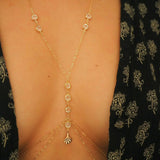 14k Gold Filled Swarovski & Fan Double Layer Dainty Body Chain