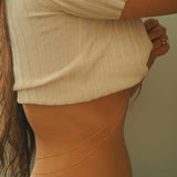 14k Gold Filled Swarovski & Fan Double Layer Dainty Body Chain