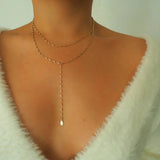 14k Gold Filled Bohemian Double Layer Lariat Y Necklace