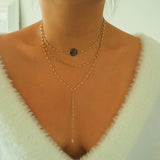 14k Gold Filled Bohemian Double Layer Lariat Y Necklace