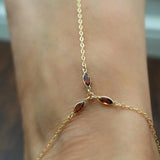 14k Gold Filled with 14k Solid Gold Garnet Triple Marquise Foot Piece Anklet