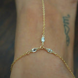 14k Gold Filled with 14k Solid Gold White Topaz Triple Marquise Foot Piece Anklet