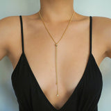14k Gold Filled Snake Chain Adjustable Lariat Y Necklace