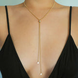 14k Gold Filled Snake Chain Adjustable Lariat Y Necklace