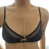 14k Gold Filled Sparkle Bar Dainty Body Chain/ Gold Body Chain