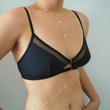 14k Gold Filled Sparkle Bar Dainty Body Chain/ Gold Body Chain