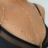 14k Gold Filled Sparkle Bar Dainty Body Chain/ Gold Body Chain