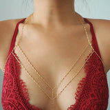 14k Gold Filled Bohemian Double Layer Dainty Chain Bralette Halter Top Body Chain