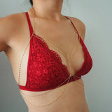 14k Gold Filled Bohemian Double Layer Dainty Chain Bralette Halter Top Body Chain