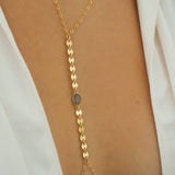 14k Gold Filled with 14k Solid Gold LABRADORITE Oval Coin Line Dainty Body Chain