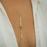 14k Gold Filled with 14k Solid Gold LABRADORITE Oval Coin Line Dainty Body Chain