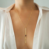 14k Gold Filled with 14k Solid Gold GARNET Oval Coin Line Dainty Body Chain