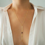 14k Gold Filled with 14k Solid Gold GARNET Oval Coin Line Dainty Body Chain