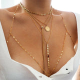 14k Gold Filled Sparkle Bar Chain Halter Top Body Chain