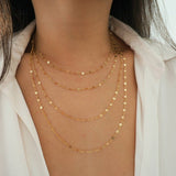 14k Gold Filled Sparkle Bar Chain Multi Strand Necklace