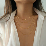 14k Gold Filled Sparkle Bar Chain Multi Strand Necklace
