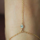 14k Gold Filled with 14k Solid Gold WHITE TOPAZ Dainty Foot Piece Anklet