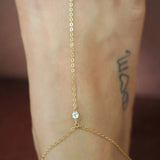 14k Gold Filled with 14k Solid Gold WHITE TOPAZ Dainty Foot Piece Anklet