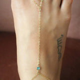 14k Gold Filled with 14k Solid Gold LABRADORITE Dainty Foot Piece Anklet