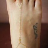 14k Gold Filled with 14k Solid Gold CITRINE Dainty Foot Piece Anklet
